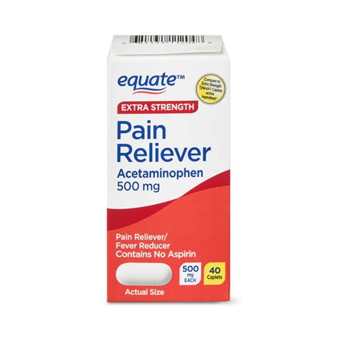 Equate Extra Strength Pain Reliever Caplets 500 Mg 40 Count