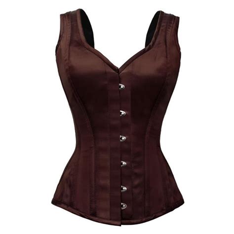 Corset à Bretelles En Satin Marron Top Sobre Steampunk 134 Achat Vente Bustier Corset