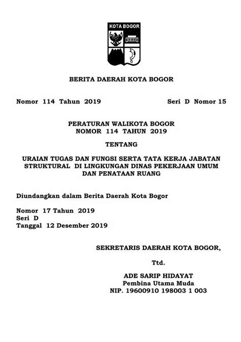 Pdf Berita Daerah Kota Bogor Nomor Tahun Seri D Bidang