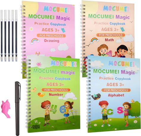 Tiynum 4 Pack Magic Practice Copybook For Kidshandwriting