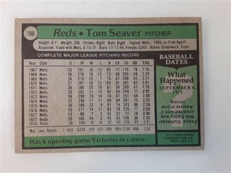 1979 Topps TOM SEAVER 100 Cincinnati Reds EBay