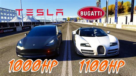 Hp Tesla Plaid Vs Hp Bugatti Veyron Drag Race Assetto Corsa