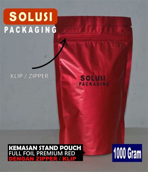 Jual Standing Pouch Premium Red Foil Kg Klip Plastik Klip Berdiri