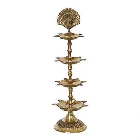 Webelkart Premium Handmade Indian Brass Panch Mahal Diya Lamp Engraved