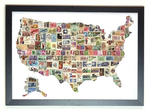 Vintage USA Stamp Collage Art - Etsy