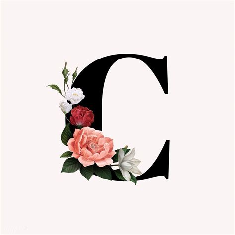 Classic And Elegant Floral Alphabet Font Letter C Vector Free Image