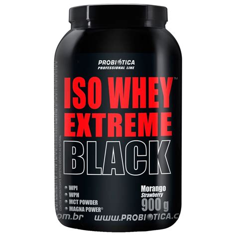 Whey Protein Isolado Probiótica Extreme Black 900g Sabor Morango