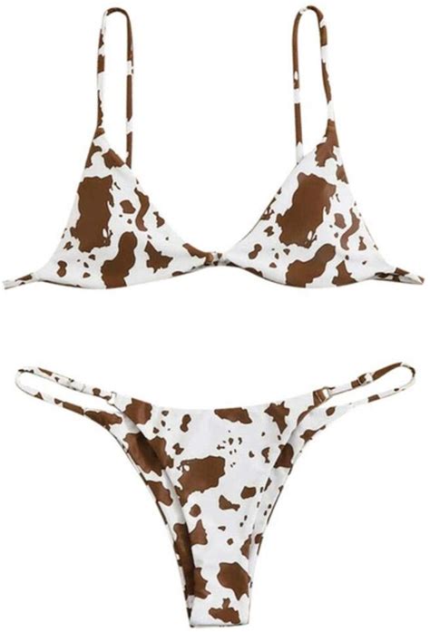 UKKD Bikini Cow Print Swimsuit Two Pieces Push Up Biquini Brazilian