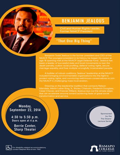 Benjamin Jealous That One Big Thing” Civil And Human Rights Leader