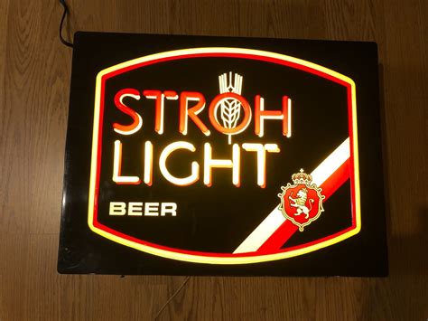 Vintage Stroh S Light Beer Lighted Bar Sign With Raised Letters X