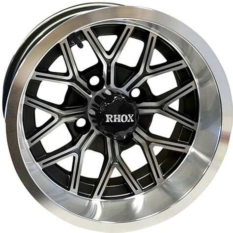 12 X6 Rhox Rx284 Machined Black Et 10 Golf Cart Wheel