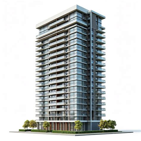 Magnificent Urban High rise Condominium isolated on white background