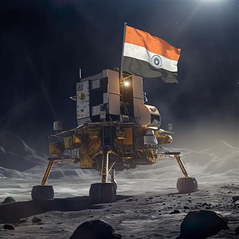 Premium Ai Image Chandrayaan S Soft Landing On The Moon With The