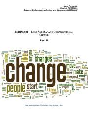 BSBINN601 Lead And Manage Organizational Change Docx Mario Fernando