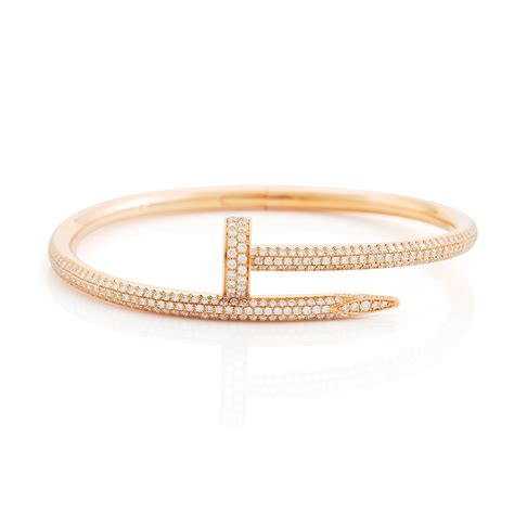 A Cartier Juste En Clou Bracelet In 18k Rose Gold Set With Round