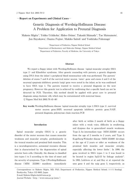 (PDF) Genetic Diagnosis of Werdnig-Hoffmann Disease: A Problem for ...