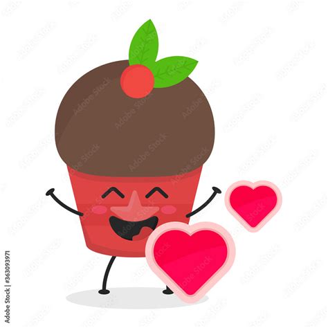 Cute Flat Cartoon Cupcake Illustration Vector Illustration Of A Cute