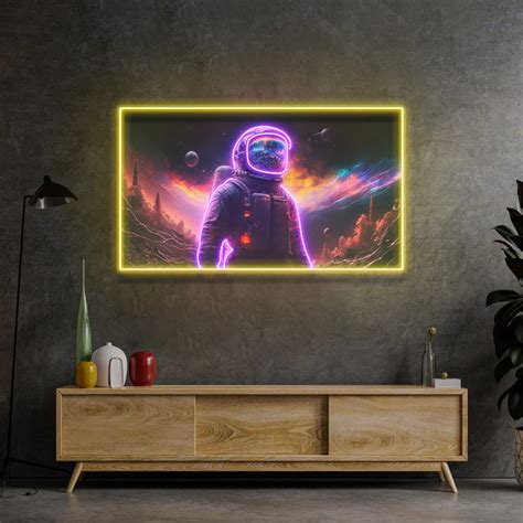 Uzaydaki Astronot Neon Art UV Baskı Neon Led Tabela NeuNeon