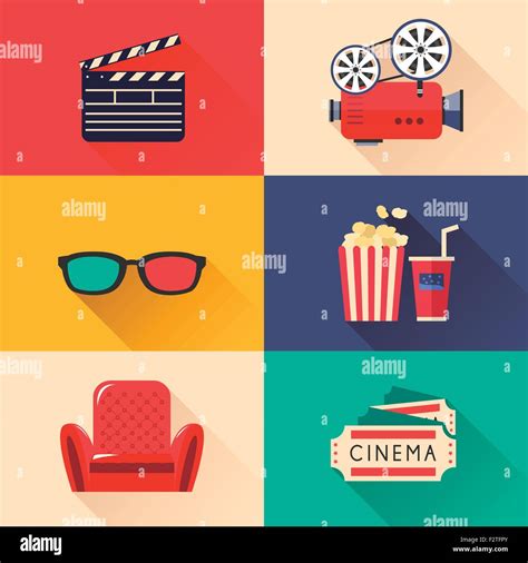 Modern Cinema Icons Set In Flat Design Style Stock Vector Image And Art