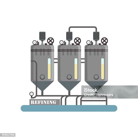 Pemurnian Peralatan Untuk Produksi Minyak Bunga Matahari Vektor