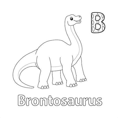 Brontosaurio Abecedario Dinosaurio Abc Para Colorear B Vector Premium