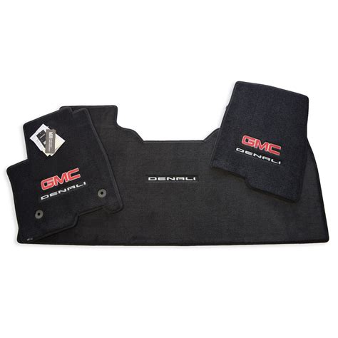 2021 2025 GMC Sierra Denali Floor Mats GMCDenali Logos Carpeted Storage