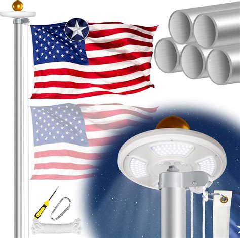 Amazon Xifan Flag Pole Kit With Solar Light Ft Gauge Heavy