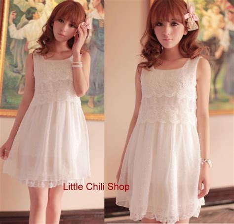 Japan Fashion Cute Sweet Lace Chiffon Sleeveless Dress Onepiece