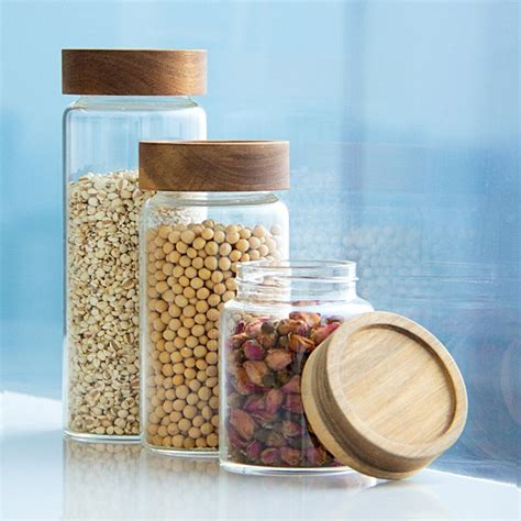 High Borosilicate Glass Storage Jar With Airtight Acacia Wooden Screw