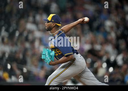 Milwaukee Brewers Relief Pitcher Elvis Peguero Throws Against The