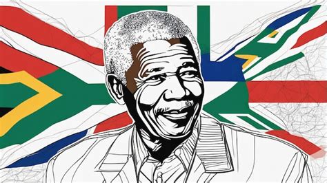 Nelson mandela con arte estilo bandera de sudáfrica Foto Premium