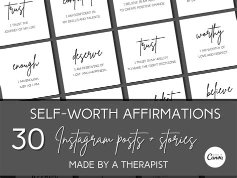 Affirmations Instagram Posts Therapist Instagram Templates Black And White Mental Health Social