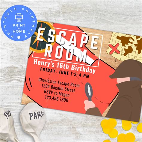 Escape Room Invitation Canva Template Escape Room Party Invite Escape Party Mystery Party