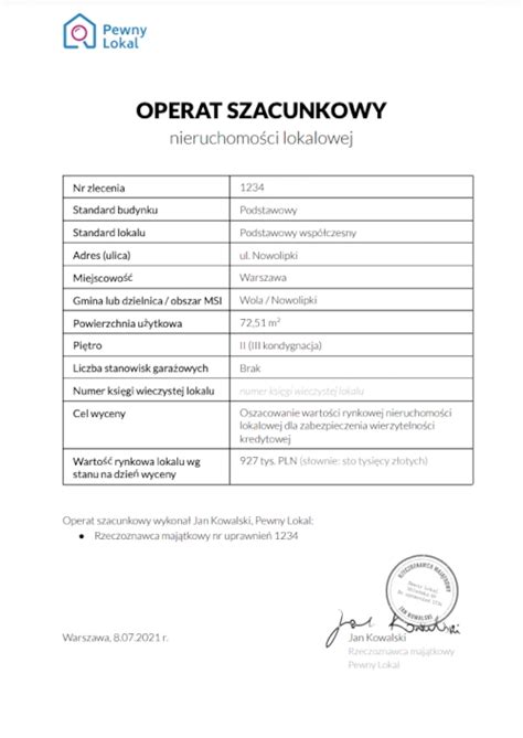 Operat Szacunkowy Rzeczoznawcy Maj Tkowi