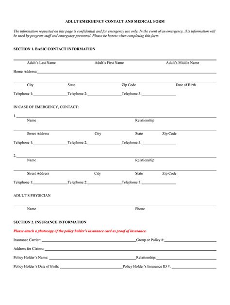 Emergency Medical Information Form Fillable Printable Forms Free Online Hot Sex Picture