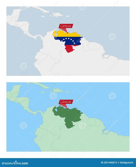 Venezuela Map with Pin of Country Capital. Two Types of Venezuela Map ...