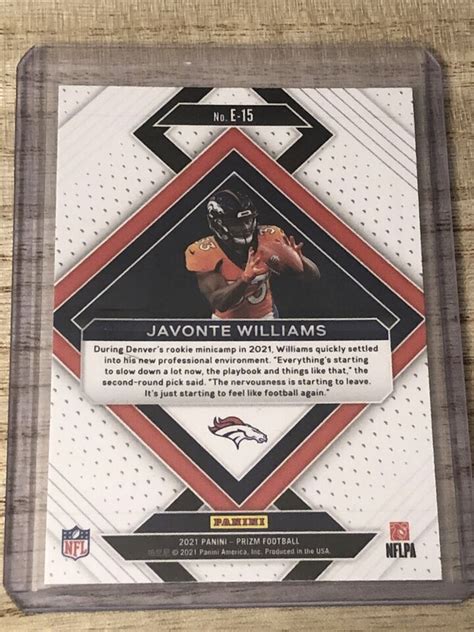 Javonte Williams Panini Prizm Rc Rookie Emergent E Broncos Ebay