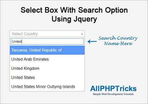 Select Box With Search Option Using Jquery All Php Tricks