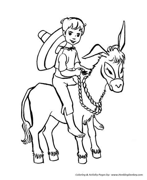 Abigail Riding Donkey Coloring Page Coloring Pages