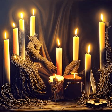 Witchcraft Lit Candles Dark Magical Hyper Realistic · Creative Fabrica