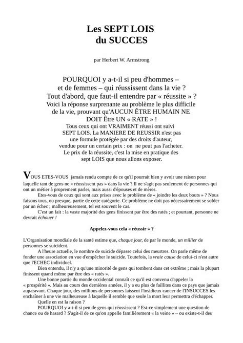 Pdf Les Sept Lois Du Succ S Pdf Fileraisons Bien D Finies Sept