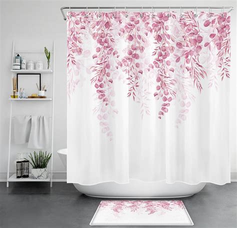 Rustic Farmhouse Shower Curtain Set With Lavender And Eucalyptus Design