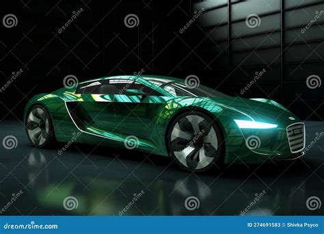 Future Car In Green Color Generative Ai Stock Illustration