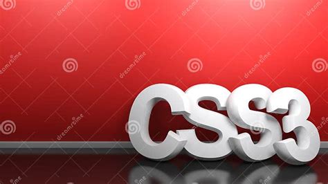 Css3 White 3d Write At Red Wall 3d Rendering Stock Illustration