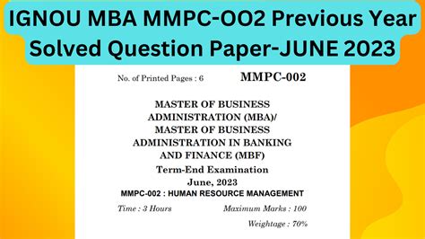 Ignou Mba Mmpc 008 Previous Year Solved Question Paper June 2023 By Ignou Baba Medium