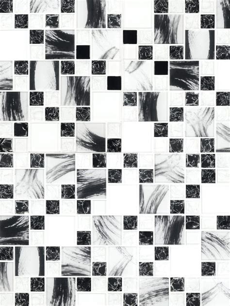 Black And White Color Glass Mosaic Backsplash Tile