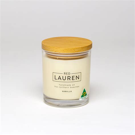 Vanilla Glass Candle Red Lauren