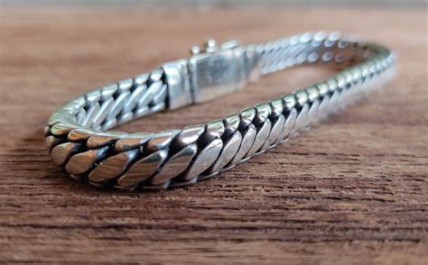 Elegant Heavy Thick Solid Sterling Silver Bracelet Handmade Etsy