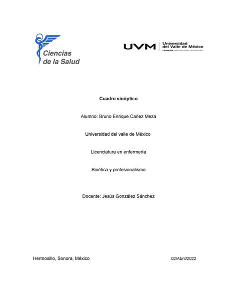 Acttividad 8 Cuadro Sinóptico De Bioetica Y Profesionalismo Cuadro