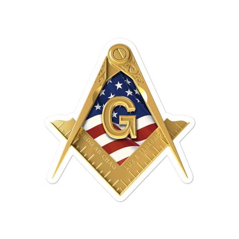 Masonic Usa American Flag Square Compass Sticker Freemason Etsy